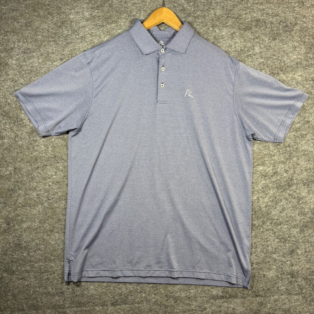 Rhoback Micro Stripe Performance Polo Shirt Mens XL Blue Short Sleeve Golf